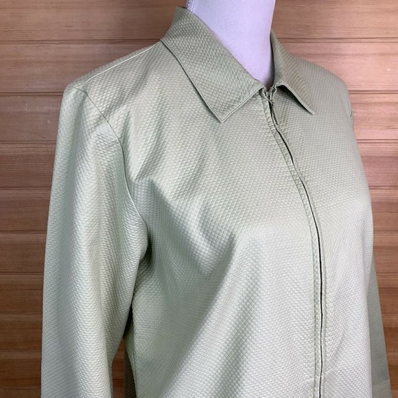 Eileen Fisher Green Textured Long Sleeve Jacket - Picture 3 of 11